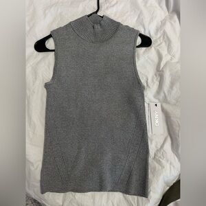 DKNY Silver Shimmery Sleeveless Knit Top